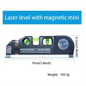 1pc Precision Multi-Purpose Laser Level, Horizontal Vertical Laser Beam Measuring Tape, Magnetic Laser Level, Non-Magnetic Laser Level For Constructio