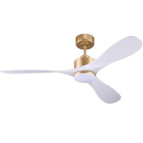 52' Smart Ceiling Fans with Lights Remote,Quiet DC Motor,White Gold Outdoor Indoor Ceiling Fan,High CFM 6-Speed,Controlled by WIFI Alexa,APP,Dimmalbe