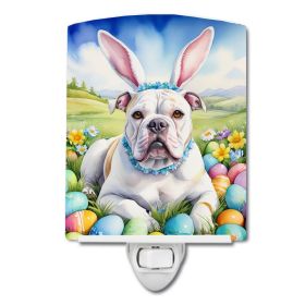 NEW American Bulldog Easter Egg Hunt Ceramic Night Light Compact, UL-Certified, Ideal for Bedroom, Bathroom, Nursery, Hallway, Kitchen, 6x4x3
