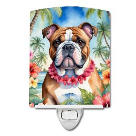 NEW English Bulldog Luau Ceramic Night Light Compact, UL-Certified, Ideal for Bedroom, Bathroom, Nursery, Hallway, Kitchen, 6x4x3, Multicolor