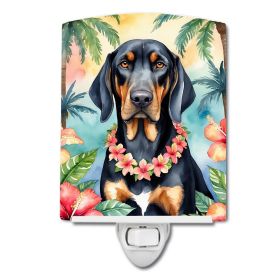 NEW Black and Tan Coonhound Luau Ceramic Night Light Compact, UL-Certified, Ideal for Bedroom, Bathroom, Nursery, Hallway, Kitchen, 6x4x3, Multicolor