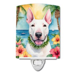 NEW English Bull Terrier Luau Ceramic Night Light Compact, UL-Certified, Ideal for Bedroom, Bathroom, Nursery, Hallway, Kitchen, 6x4x3, Multicolor