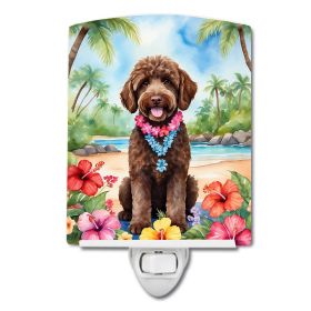 NEW Labradoodle Luau Ceramic Night Light Compact, UL-Certified, Ideal for Bedroom, Bathroom, Nursery, Hallway, Kitchen, 6x4x3, Multicolor