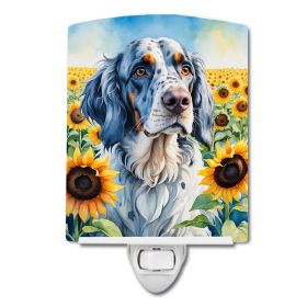 NEW English Setter in Sunflowers Ceramic Night Light Compact, UL-Certified, Ideal for Bedroom, Bathroom, Nursery, Hallway, Kitchen, 6x4x3, Multicolor