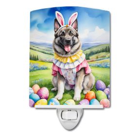 NEW Norwegian Elkhound Easter Egg Hunt Ceramic Night Light Compact, UL-Certified, Ideal for Bedroom, Bathroom, Nursery, Hallway, Kitchen, 6x4x3