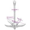 Folding Anchor with Rope Silver 3.3 lb Malleable Iron