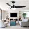 YUHAO Modern 42in.Integrated LED Ceiling Fan Lighting with 3 Matte Black Blades