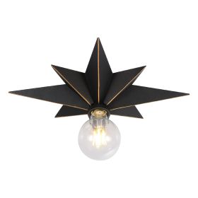 16 inch Flush Mount Ceiling Light;  Industrial Black Metal Star Ceiling Lights
