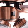 48Inch 5 Blades Ceiling Fan Light Red Antique Copper Remote Control Without Bulb