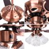 48Inch 5 Blades Ceiling Fan Light Red Antique Copper Remote Control Without Bulb