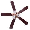 48Inch 5 Blades Ceiling Fan Light Red Antique Copper Remote Control Without Bulb
