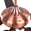 48Inch 5 Blades Ceiling Fan Light Red Antique Copper Remote Control Without Bulb