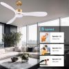 52' Smart Ceiling Fans with Lights Remote,Quiet DC Motor,White Gold Outdoor Indoor Ceiling Fan,High CFM 6-Speed,Controlled by WIFI Alexa,APP,Dimmalbe
