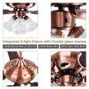 48Inch 5 Blades Ceiling Fan Light Red Antique Copper Remote Control Without Bulb