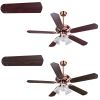 48Inch 5 Blades Ceiling Fan Light Red Antique Copper Remote Control Without Bulb