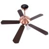48Inch 5 Blades Ceiling Fan Light Red Antique Copper Remote Control Without Bulb