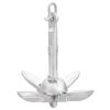 Folding Anchor with Rope Silver 1.5 lb Malleable Iron