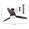 52 Inch 3 blades Ceiling Fan With Dimmable LED Light And Remote Control