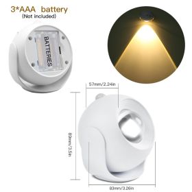 Adjustable Angle Human Sensing Light, Wireless Sunset Light, Indoor Spotlight, Corridor, Living Room Wall Light, Rechargeable And Installed Dry Batter (Option: White AAA battery model)