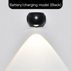 Adjustable Angle Human Sensing Light, Wireless Sunset Light, Indoor Spotlight, Corridor, Living Room Wall Light, Rechargeable And Installed Dry Batter (Option: Black USB charging and AAA bat)