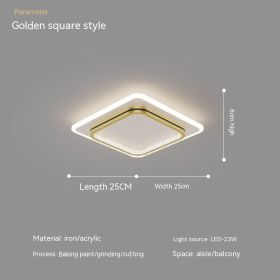 Modern Led Ceiling Light Cloakroom Bedroom Aisle (Option: Square Gold-Light Changing)