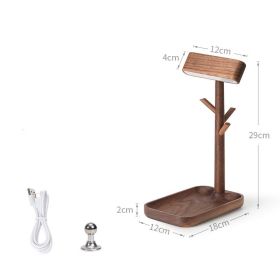 Nordic Black Walnut Solid Wood LED Table Lamp Key Holder Rechargeable Desk (Option: Black Walnut)