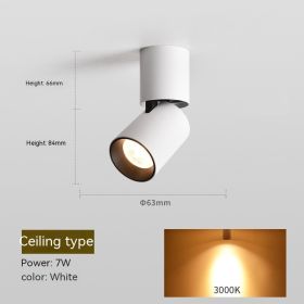Led Ceiling Lamp Punch Free Adjustable Angle Spotlight (Option: 3000k-White 7W)