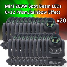 20Pcs/Lot LED Spot 200W Moving Head Light Gobo/Rainbow Effect With 18Prism DMX Controller For Projector Dj Disco Stage Lighting (Plug Type: EU Plug, Color: 20Pcs Carton Case)