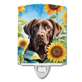 NEW Labrador Retriever in Sunflowers Ceramic Night Light Compact, UL-Certified, Ideal for Bedroom, Bathroom, Nursery, Hallway, Kitchen, 6x4x3 (Default: Default)