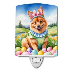 NEW Finnish Spitz Easter Egg Hunt Ceramic Night Light Compact, UL-Certified, Ideal for Bedroom, Bathroom, Nursery, Hallway, Kitchen, 6x4x3, Multicolor (Default: Default)