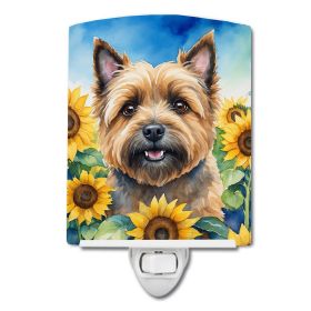 NEW Cairn Terrier in Sunflowers Ceramic Night Light Compact, UL-Certified, Ideal for Bedroom, Bathroom, Nursery, Hallway, Kitchen, 6x4x3, Multicolor (Default: Default)