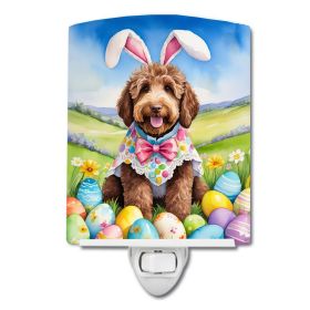 NEW Labradoodle Easter Egg Hunt Ceramic Night Light Compact, UL-Certified, Ideal for Bedroom, Bathroom, Nursery, Hallway, Kitchen, 6x4x3, Multicolor (Default: Default)