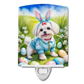 NEW Maltese Easter Egg Hunt Ceramic Night Light Compact, UL-Certified, Ideal for Bedroom, Bathroom, Nursery, Hallway, Kitchen, 6x4x3, Multicolor (Default: Default)