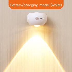 Adjustable Angle Human Sensing Light, Wireless Sunset Light, Indoor Spotlight, Corridor, Living Room Wall Light, Rechargeable And Installed Dry Batter (Option: White USB charging and AAA bat)
